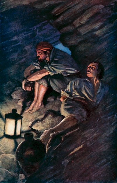 Ilustración para Robinson Crusoe de Daniel Defoe (litografía en color) de Ralph Noel Pocock