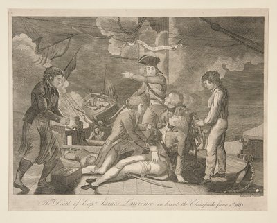La muerte del capitán James Lawrence a bordo del Chesapeake, 1 de junio de 1813 de Ralph Rawdon