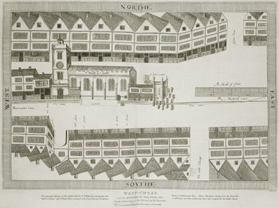 West Cheap como apareció en el año 1585, grabado por Bartholemew Howlett (1767-1827) publicado en 1814 de Ralph Treswell