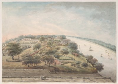 Vista aérea del depósito de opio de Patna de Ram Sita