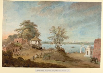 El Gran Cañón de Agra junto al muro del Fuerte, c.1814-15 (acuarela sobre papel) de Ram Sita