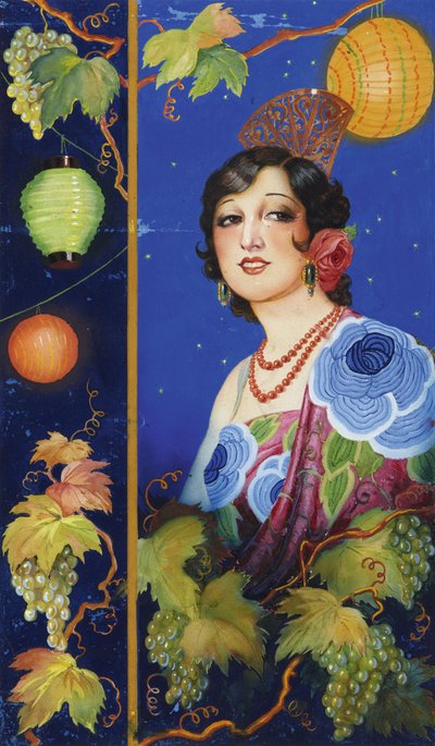Mujer joven con chal, c.1925 (gouache sobre papel) de Ramón José Izquierdo y Garrido