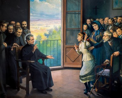 "" San Juan Bosco (Giovanni Bosco también se dice Don Bosco sacerdote y pedagogo italiano (1815-1888) "" Pintura de Ramón Bofarull (siglo XIX) de Ramon Bofarull