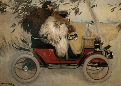 Ramón Casas y Pedro Romeu en el Automóvil - Casas, Ramón (1866-1932) - 1901 - Oil on canvas - 208x291 - Museo Nacional de Arte de Cataluña, Barcelona de Ramón Casas
