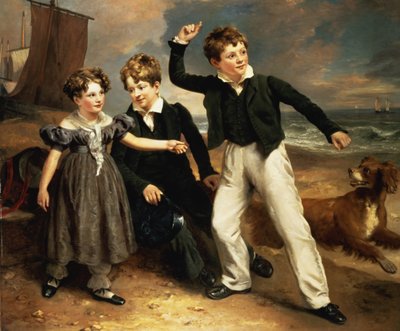 Retrato de grupo de Robert, James y Mary Sarah, los tres hijos de James Greenhalgh, 1830 de Ramsay Richard Reinagle