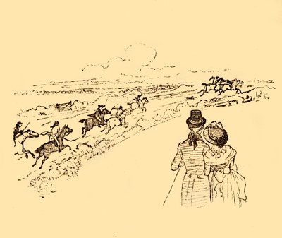 Espectadores observan mientras John Gilpin es perseguido por el campo, 1878, c1918 de Randolph Caldecott