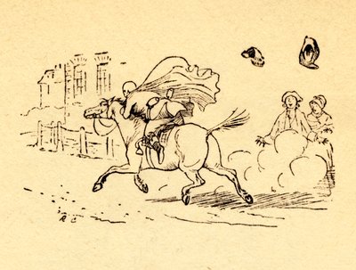 El caballo de John Gilpin se desboca, y su sombrero y peluca se vuelan, 1878, c1918 de Randolph Caldecott