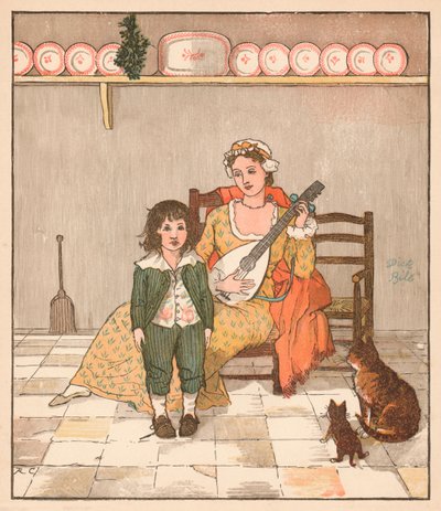 Maestro Bill Primrose preparándose para cantar la historia, c1879 de Randolph Caldecott