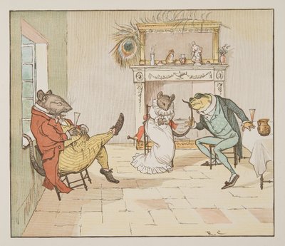 "Por favor, Sr. Rana, ¿nos cantará una canción?", del libro The Hey Diddle Diddle Picture Book, pub.1882 de Randolph Caldecott
