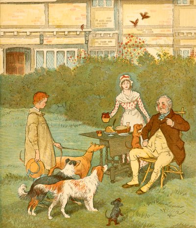 El chico del granjero con los perros de su amo, c1881 de Randolph Caldecott