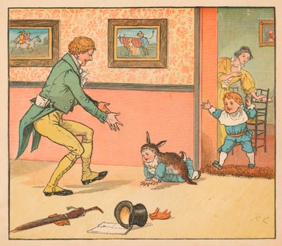 ...una piel de conejo para envolver al bebé Bunting, c1880 de Randolph Caldecott
