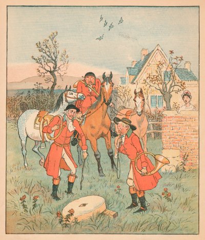 ...lo siguiente que encontraron fue una piedra de moler gruñendo y rechinando..., 1880 de Randolph Caldecott