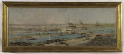 Croquis de la sala de plenos del ayuntamiento de Alfortville: Vista de Alfortville desde las alturas de Charenton de Raoul Joseph Arus