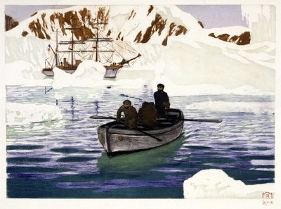 Charcot y la tripulación del Why Pas au Pôle - dibujo de Dugardier, en "Les belles cruisières francaises" de Paul Chack, Librairie de la Revue Française, París. de Raoul Du Gardier
