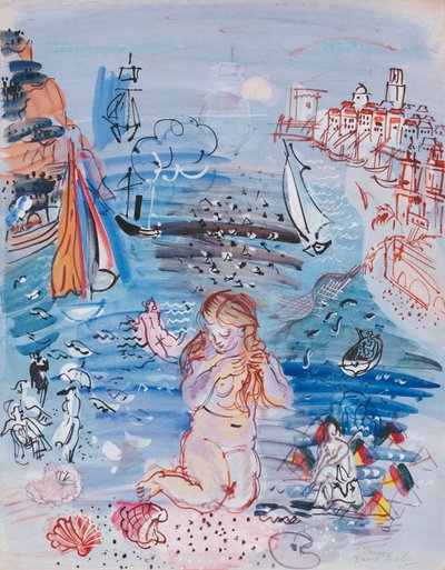 Amphitrite dans le Port de Marseille; Amphitrite dans le Port de Marseille, c.1927-30 (acuarela y gouache sobre papel verjurado sobre cartulina gruesa) de Raoul Dufy