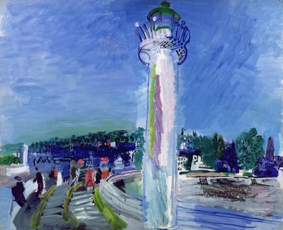 Honfleur, el embarcadero y el faro, c.1935 (óleo sobre lienzo) de Raoul Dufy