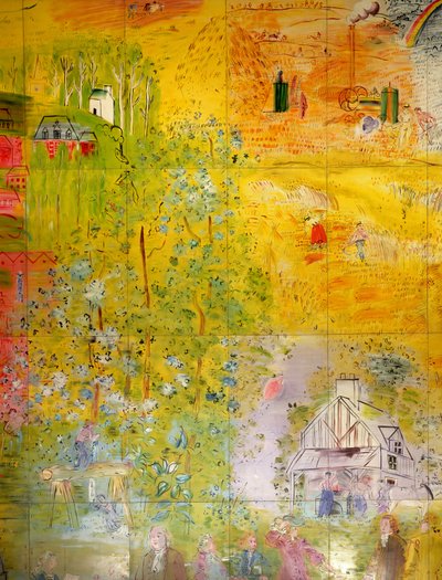 La Fee Electricite, detalle de la parte derecha que representa la vendimia de Raoul Dufy