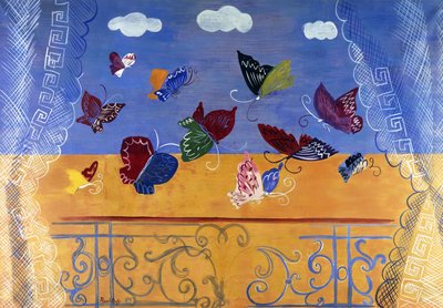 Ventana abierta con mariposas de Raoul Dufy