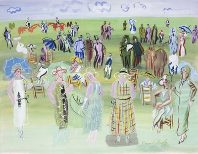 Poiret Mannequins at the Races, with Blue Umbrelle; Les Mannequins de Poiret aux Courses, a l