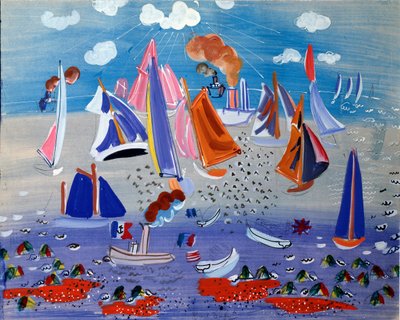 Mar y barcos - Gouache sobre papel, c.1930 de Raoul Dufy