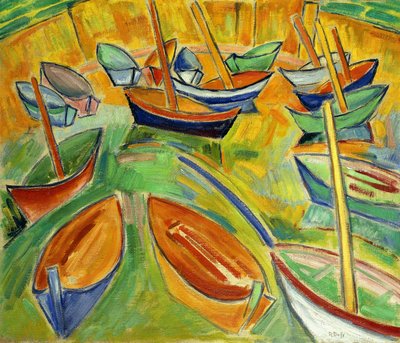 Las barcazas de Martigues; Le Barques a Martigues, c.1907 (óleo sobre lienzo) de Raoul Dufy