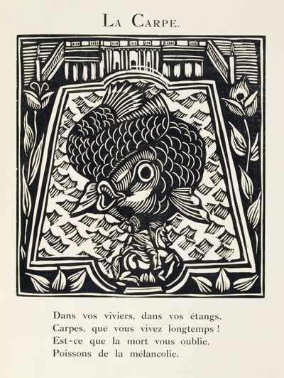 La carpa, ilustración de "El bestiario o procesión de Orfeo". de Raoul Dufy