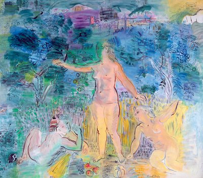 El curso del Sena: De Ruán a El Havre, panel izquierdo de un tríptico (óleo sobre lienzo) de Raoul Dufy