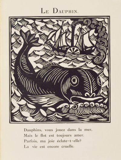 El delfín, ilustración del Bestiario o Procesión de Orfeo de Raoul Dufy