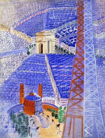 Proyecto de la Torre Eiffel para la Tapicería de Beauvais; La Tour Eiffel, Projet pour la Tapisserie de Beauvais, c. 1929-1930 (gouache sobre papel) de Raoul Dufy