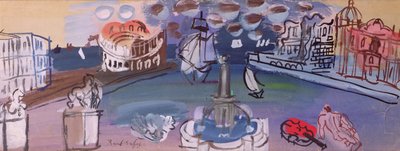 La fuente de la plaza (gouache) de Raoul Dufy