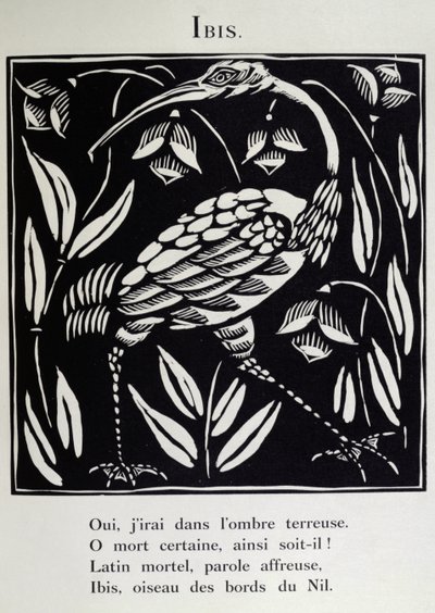 El Ibis, ilustración de "El Bestiario" o "La Procesión de Orfeo" de Guillaume Apollinaire (1880-1918) 1911 (xilografía) de Raoul Dufy
