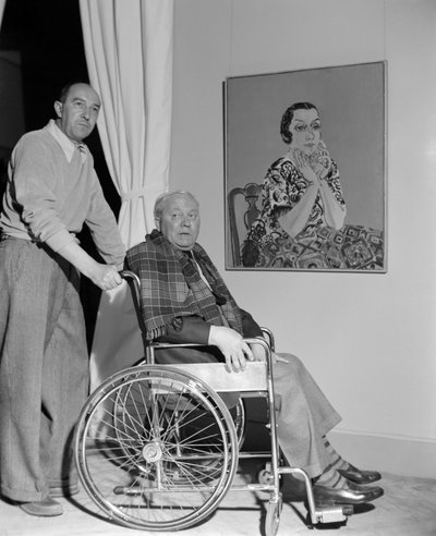 El pintor Raoul Dufy en Venecia (en silla de ruedas) - 1952 (foto b/n) de Raoul Dufy