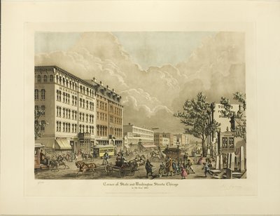 Esquina de las calles State y Washington, Chicago, en el año 1865 de Raoul Varin