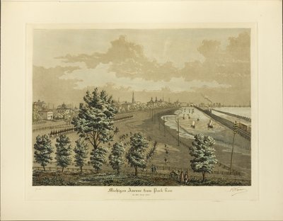 Avenida Michigan desde Park Row en el año 1865 de Raoul Varin