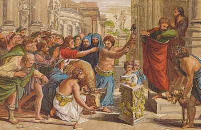 Sacrificio en Listra (litografía en color) de Raphael (1483 1520) (after)