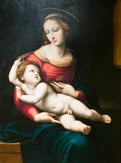Virgen con el Niño, según Rafael (óleo sobre tabla) de Raphael (1483 1520) (after)