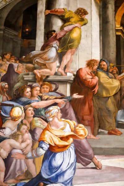 Expulsión de Heliodoro del Templo, detalle. 1511-1512 (fresco) de Raphael