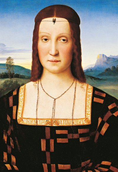 Retrato de Elisabetta Gonzaga, duquesa de Urbino, c.1504 (óleo sobre tabla) de Raphael (1483 1520)