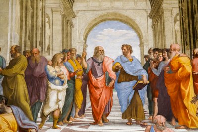 Escuela de Atenas, Detalle. Platón y Aristóteles. 1509 (fresco) de Raphael