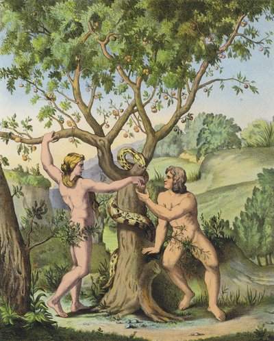 Eva presentando la manzana del Árbol del Conocimiento del Bien y del Mal a Adán de after Raphael