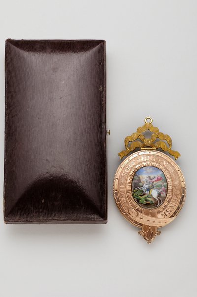 Orden de la Jarretera: el Lesser George - Reverso del colgante, con una miniatura en esmalte de San Jorge luchando contra el dragón (1800-1850) de after Raphael