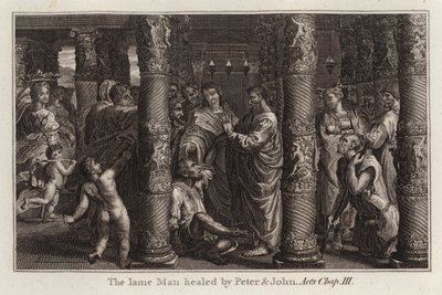 Cartón de Rafael: El cojo sanado por Pedro y Juan, Hechos, Capítulo III de after Raphael