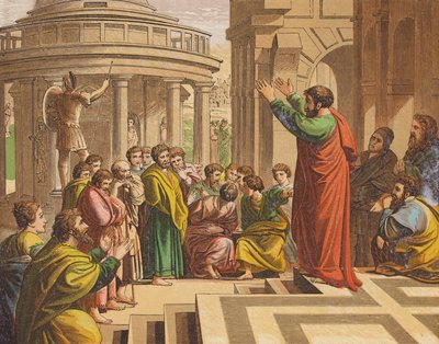 San Pablo predicando en Atenas (litografía en color) de Raphael (1483 1520) (after)