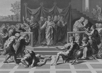 La muerte de Ananías (grabado) de after Raphael