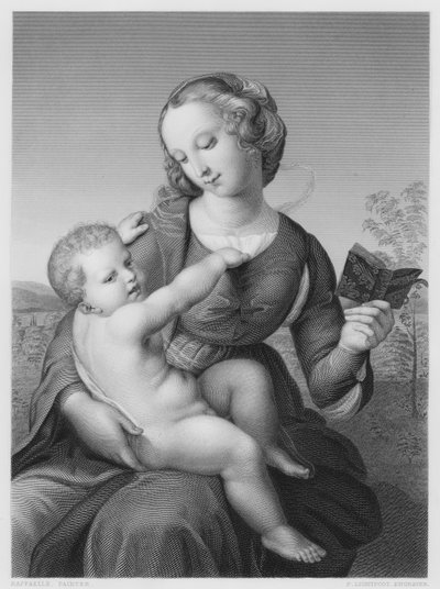 La Madonna y el Niño, del cuadro en el Museo de Berlín de after Raphael