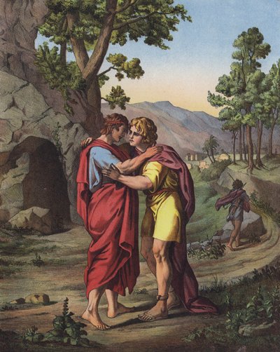 La última reunión de David y Jonatán de after Raphael