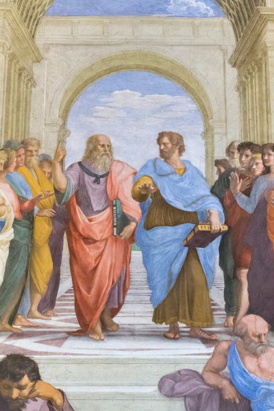 Aristóteles y Platón: detalle de la Escuela de Atenas en la Stanza della Segnatura de Raphael (1483 1520)