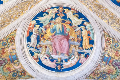 Creador entronizado entre ángeles y querubines de Raphael (1483 1520)
