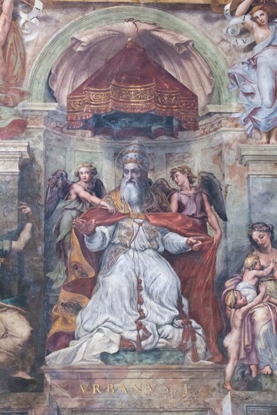 El Papa Urbano I entre Iustitia y Caritas de Raphael (1483 1520)