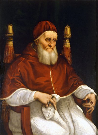 Retrato del Papa Julio II (1503-1513). Pintura de Rafael (Raffaello Sanzio). Florencia, Museo Uffizi. de Raphael